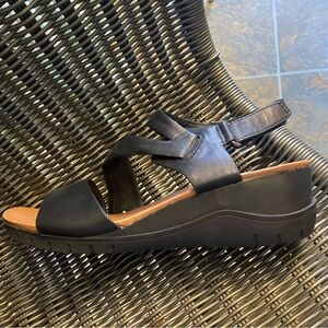 Never worn. Black wedge sandals. Comfy-9